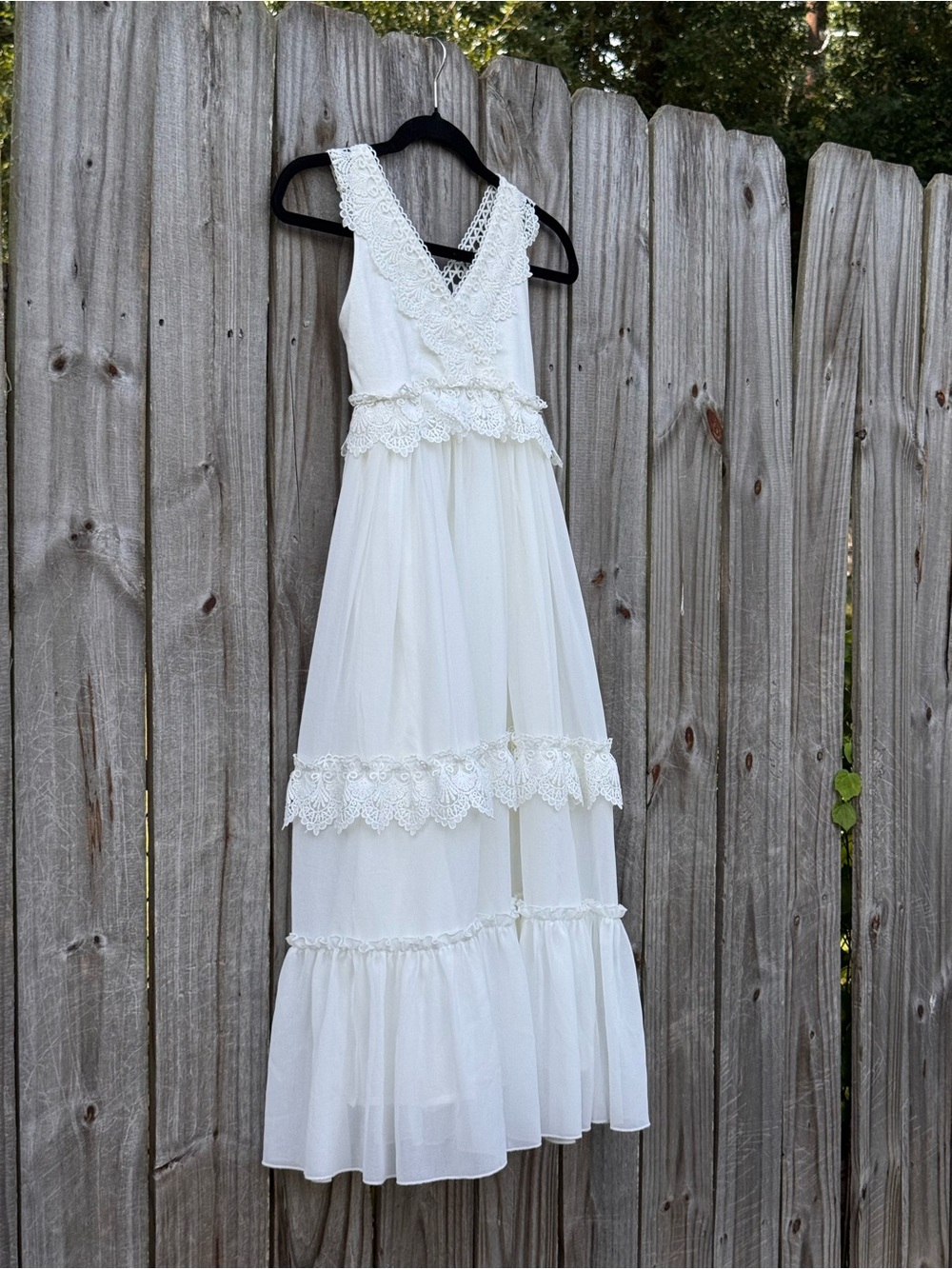 Flower girl bohemian fairycore white lace maxi dress - Picture 5 of 7